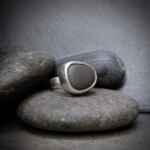 Handmade Sterling Silver and Beach Pebble Ring. Size:P