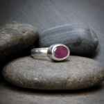 Handmade Pink Sapphire and Sterling Silver Ring. Size: S.5