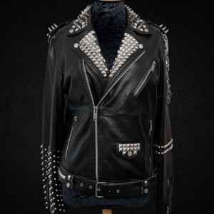 Studded leather jacket