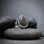 Handmade Sterling Silver and Beach Pebble Ring. Size:P.5