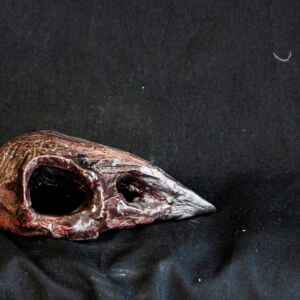 antique bronze ceramic bird skull sculpture