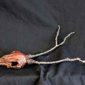 oxblood red mini ceramic deer skull sculpture