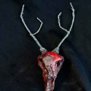 handmade red glazed mini ceramic deer skull