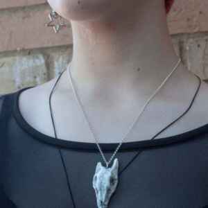 handmade porcelain animal skull pendant necklace