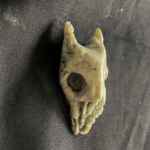 handmade porcelain horned animal skull brooch pin