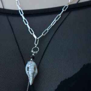handmade porcelain bird skull pendant necklace