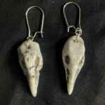 Handmade porcelain bird skull earrings