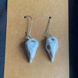 Mismatch Handmade porcelain bird skull earrings