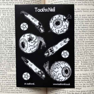 Witchy sticker sheets - Spooky, creepy, occult, horror, eyeballs, witch fingers, bullet journal, scrapbook, planner stickers, Halloween