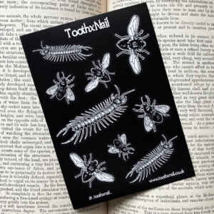 Creepy crawly sticker sheet - Fly, Centipede, Insect, Bugs, Nature, Spooky, Bullet Journal, Planner, Scrapbook, Horror, Laptop Stickers, fun