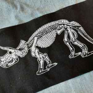 Dinosaur Skeleton Patch - Triceratops, jurassic horror patch, creepy cute, bones patch, skull patch, science, paleontology, prehistoric