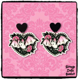 Pastel Goth Bat earrings, 925 sterling silver