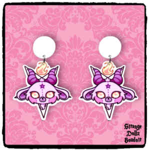 Pastel Goth Baphomet earrings, 925 sterling silver, Pastel Goth