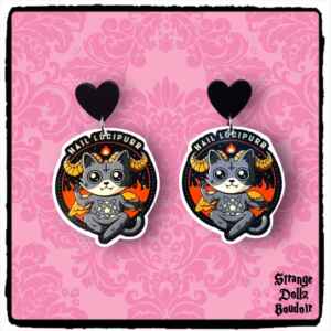 Hail Lucipurr cute Lucifer earrings, 925 sterling silver, Pastel Goth
