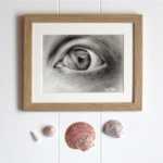 Mermaid eye original charcoal drawing