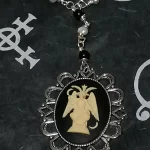 Baphomet cameo rosary necklace, gothic necklace, rosary chain necklace