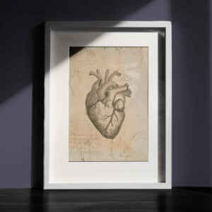 Vintage Anatomy, Human Heart Art Print, Wall Art, A4 & A3, PDF and JPG, Home Decor, Instant Digital Download, Print at home