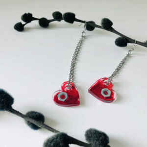 Bloody Heart Asymmetrical Earrings