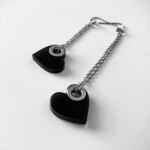 Black Heart Asymmetrical Earrings