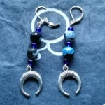 Gothic Silver Horn crescent moon earrings