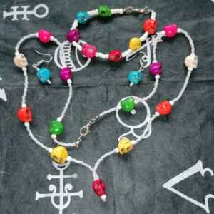 Skull jewellery set, skull jewellery, skull bracelet, skull earrings