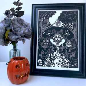 Cat Coven Limited Edition Linocut Print