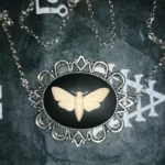Death head moth cameo necklace, gothic necklaces