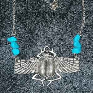 Silver scarab bettle necklace,