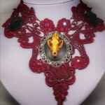 gothic wolf skull choker, gothic choker,