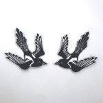 Sew on patch badges. Two Magpies, for Joy! Handmade machine embroidered. Quirky Gifts, Weird Stuff, Curiosities & Oddities