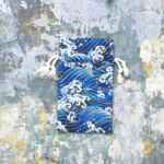 Blue Wave Fabric Drawstring Tarot Card Bag
