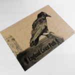 Crow on sign, a5 art print on natural recycled card