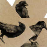 Set of 3 crow prints, a5 art prints on natural recycled card