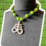 Apple green choker with stainless steel satanic cross