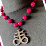 Frushia pink choker with black Leviathan cross