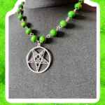 Slime green Baphomet choker necklace