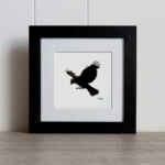 Jackdaw in flight original charcoal pencil art