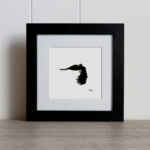 Crow in flight original charcoal pencil drawing