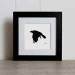 Jackdaw in flight original charcoal pencil drawing