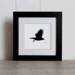 Crow in flight original charcoal pencil drawing