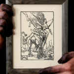 BUER - Handmade print from a wooden matrix, with frame, around 25cm per 20cm.