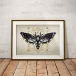 Death's Head Hawk Moth, Creepy, Horror, Goth Art Print, Wall Art, A4 & A3, PDF and JPG, Home Decor, Instant Digital Download, Print at home