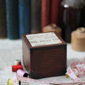Wooden Pin Cushion Sewing Box With London Map.