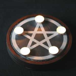 Wood and slate Wicca altar tile with drawer for altar tools. Can be used as a Pagan altar tile in place of an altar cloth. Witchcraft tool.