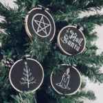 Hail Santa 4 Baubles Set - Christmas Baubles, Gothic, Spooky, Gift, Witchy, Dark, Black Xmas, Season's Creeping, Gothmas, Embroidery