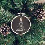 Candle - Christmas Baubles, Gothic, Spooky, Gift, Witchy, Dark, Alternative, Black Xmas, Season's Creeping, Gothmas, Embroidery