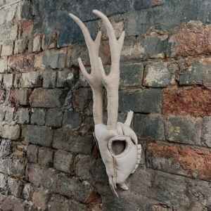 Deer Skull. Vegan Faux Taxidermy Textile Art Wall Mount.