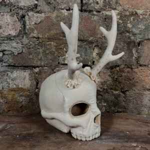 Antlered Human Skull Tailored from Fabric