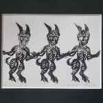 Demons Playing Lino Print