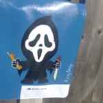 Ghost Face handpainted on new Faux Leather Bleu satchel | Laptop bag | Halloween | Horror